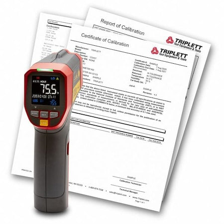 Triplett IRT350-NIST Infrared Thermometer, Adjustable 0.1 to 1.00, -25.6 Degrees to 1112 Degrees F, EBTN Display