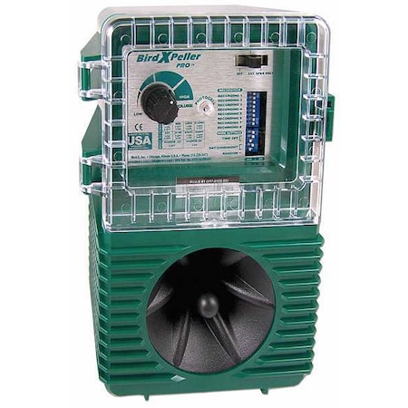 Bird-X BXP-PRO2 Electronic Bird Repeller, Up to 1 acre, Wall Mounted, Battery Powered