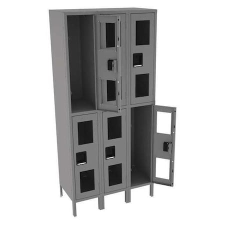 Tennsco CDL-121836-3 MED GRE Wardrobe Locker, 36 in W, 18 in D, 78 in H, (2) Tier, (3) Wide, Gray