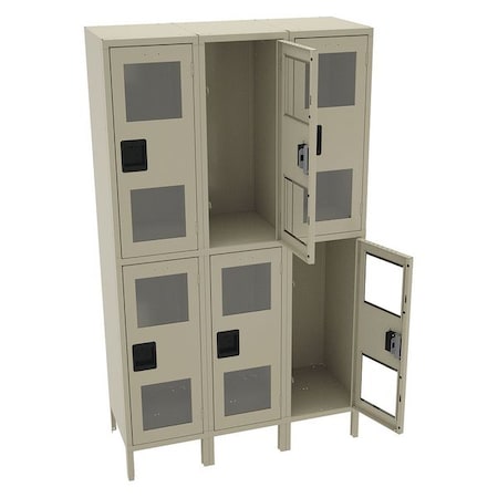 Tennsco CDL-151836-3 SAND Wardrobe Locker, 45 in W, 18 in D, 78 in H, (2) Tier, (3) Wide, Sand