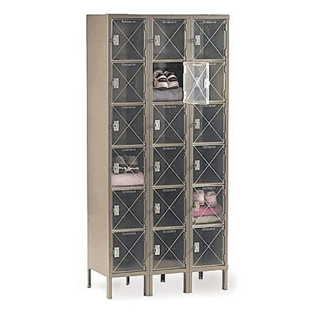 Tennsco CBL6-121812-3 SAND Box Locker, 36 in W, 18 in D, 78 in H, (3) Wide, (6) Tier, Sand