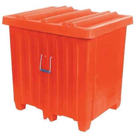 Myton Industries MTH-3ORANGE Bulk Container 23 cu ft Volume Cap., 42 in L, 34 in W, 42 in H, Plastic, Orange