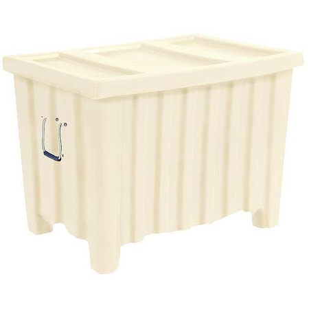 Myton Industries MTE-1XLWHITE Bulk Container 14 cu ft Volume Cap., 41 in L, 28 in W, 26 1/2 in H, Plastic, White