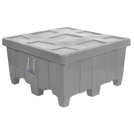 Myton Industries MTG-2GRAY Bulk Container 18 cu ft Volume Cap., 44 in L, 44 in W, 23 in H, Plastic, Gray
