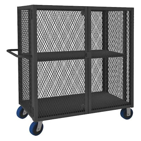 Durham MFG HTL-3060-DD-1AS-6PU-95 Welded Mesh Security Cart with Adjustable Shelves, 2,000 lb Capacity, 32 in W x 66 1/2 in L