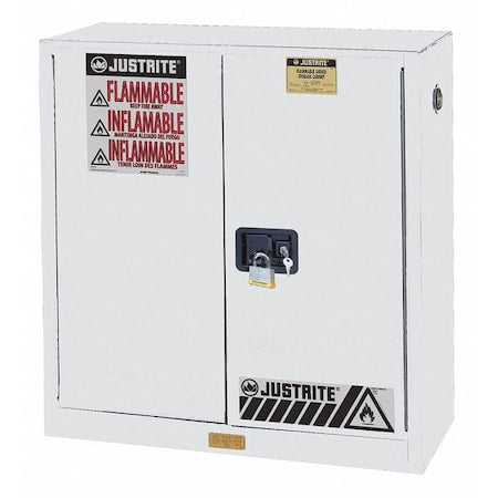 Justrite 893005 Flammable Liquid Safety Cabinet, 30 gal, 1 Shelves, Galvanized Steel, 43 in W x 44