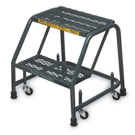 Ballymore 218XSU 19 in H Steel Rolling Ladder, 2 Steps, 450 lb Load Capacity