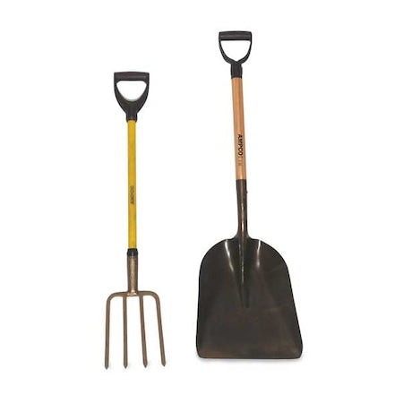 Ampco Safety Tools F-5FG Fiberglass Handle Garden Fork, 11-1/2 In