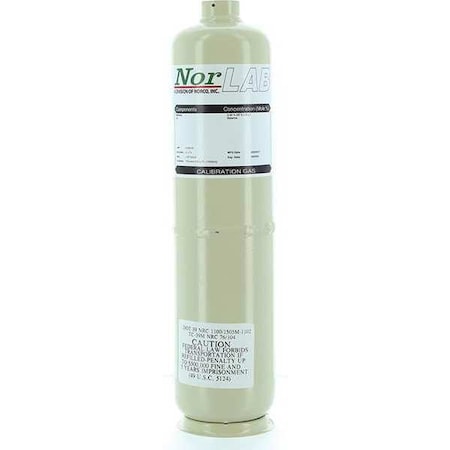 Norco J101635PA Calibration Gas, Carbon Monoxide, 103 L, C-10 Connection, +/-5% Accuracy, 1,000 psi Max. Pressure