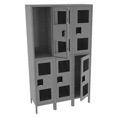 Tennsco CDL-151836-3 MED GRE Wardrobe Locker, 45 in W, 18 in D, 78 in H, (2) Tier, (3) Wide, Gray