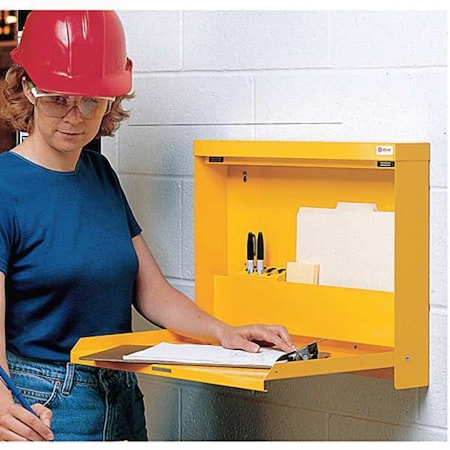 Wallwrite WW-100-T93 Wall Mounted Desk, 20x16-3/8x3-3/8 In, Yel