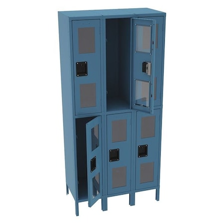 Tennsco CDL-121836-3 ACCENT Wardrobe Locker, 36 in W, 18 in D, 78 in H, (2) Tier, (3) Wide, Blue