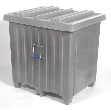 Myton Industries MTH-4GRAY Bulk Container 23 cu ft Volume Cap., 42 in L, 34 in W, 42 in H, Plastic, Gray