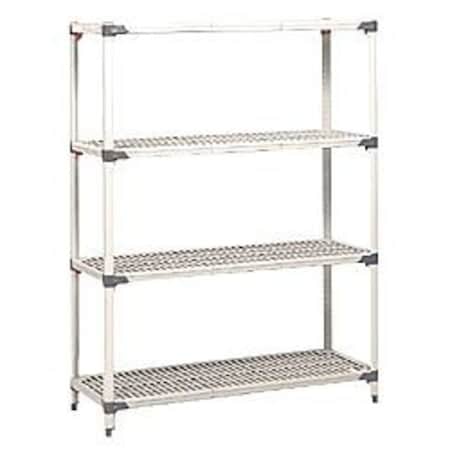 Metro MQ-1860G-63-S4 Freestanding Plastic Shelving, Open Style, 18 in D, 60 in W, 62 in H, 4 Shelves, Blue/Taupe