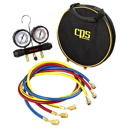 PRO-SET MT2H7P5A Manifold Gauge Set, 5 ft L, 3 1/2 in Gauge