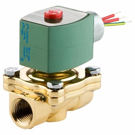 Asco 8210G001LF 24/DC Solenoid Valve, 2-Way, 2-Position, Normally Closed, 3/8 in Pipe Size, 24V DC, High Flow, Brass, NBR