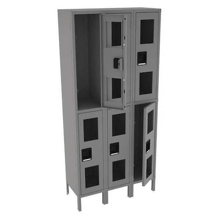 Tennsco CDL-121536-3 MED GRE Wardrobe Locker, 36 in W, 15 in D, 78 in H, (2) Tier, (3) Wide, Gray