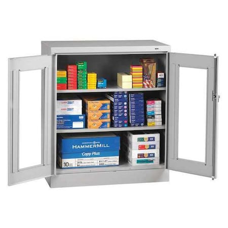 Tennsco CVD4218 LIGHT GREY Shelving Storage Cabinet, 42 in H, 36 in W, 18 in D, Swing, Keyed, Light Gray, 2 Shelves, 0