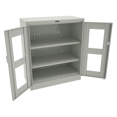 Tennsco CVD1842 LIGHT GREY Shelving Storage Cabinet, 42 in H, 36 in W, 18 in D, Swing, Keyed, Light Gray, 2 Shelves, 0