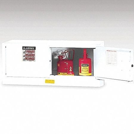 Justrite 891305 Flammable Safety Storage Cabinet, 12 gal, 1 Shelves, Steel, 43 in W x 18 in H x 18 in D, White