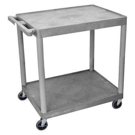 Luxor HE38-G Utility Cart with Lipped Plastic Shelves, Polyethylene, 400 lb Load Capacity, 2 Shelves, 32 in L