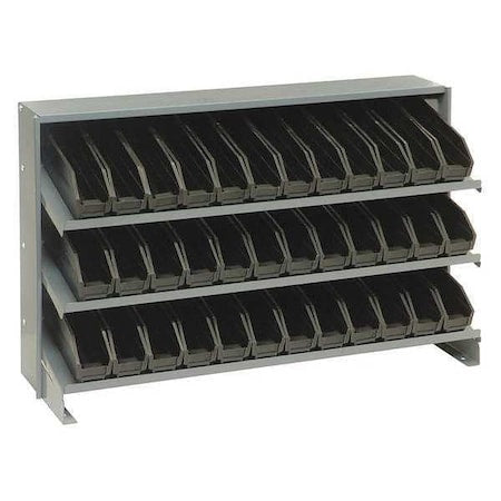 Quantum Storage Systems QPRHA-100BK Steel Bench Pick Rack, 12 in D x 21 in H x 36 in W, 3 Shelves, Black