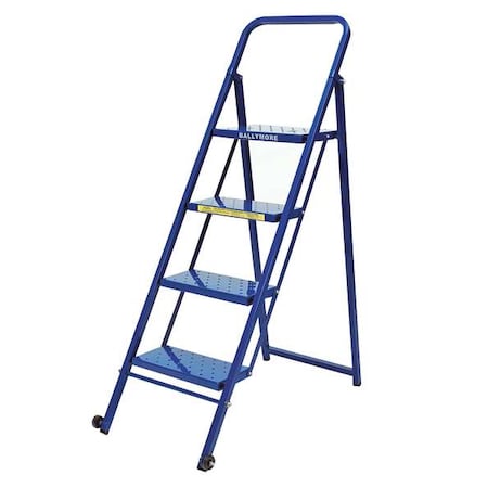 Ballymore TL418 56 in H Steel Folding Rolling Ladder, 4 Steps, 300 lb Load Capacity