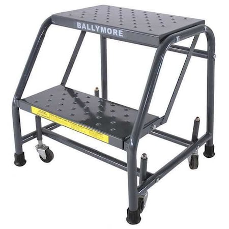 Ballymore 218P 19 in H Steel Rolling Ladder, 2 Steps, 450 lb Load Capacity