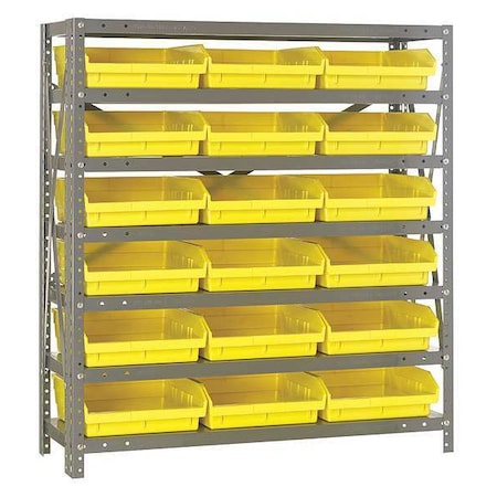 Quantum Storage Systems 1239-109YL Steel Bin Shelving, 12 in D x 39 in H x 36 in W, 7 Shelves, Yellow