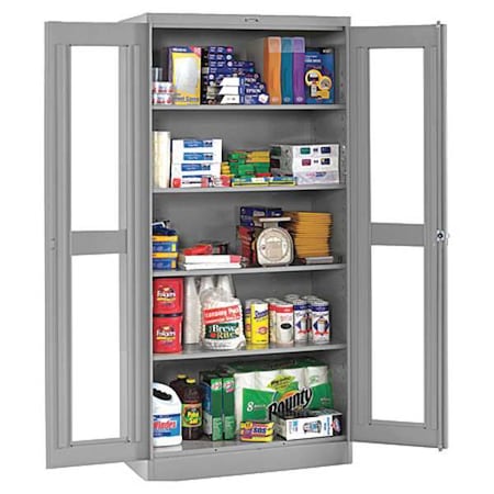 Tennsco CVDJ2478A MED GREY Shelving Storage Cabinet, 78 in H, 48 in W, 24 in D, Swing, Keyed, Medium Gray, 4 Shelves, 0