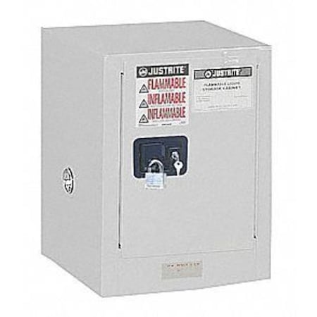 Justrite 891225 Flammables Safety Cabinet, 12 gal, 1 Shelves, Steel, 23 1/4 in W x 35 in H x 18 in D, White