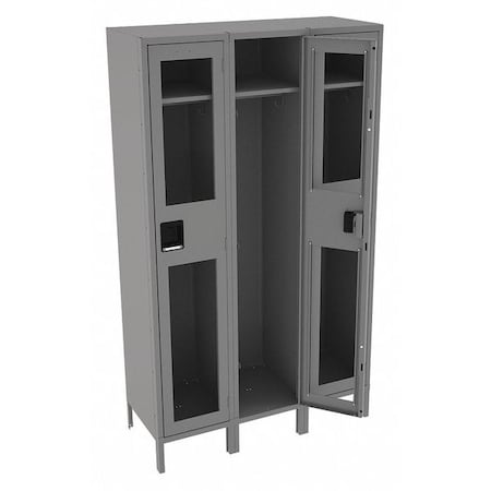Tennsco CSL-151872-3 MED GRE Wardrobe Locker, 45 in W, 18 in D, 78 in H, (1) Tier, (3) Wide, Gray
