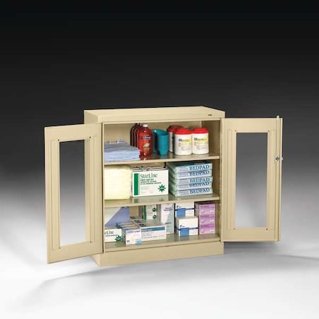 Tennsco CVD1442 MED GREY Shelving Storage Cabinet, 42 in H, 36 in W, 18 in D, Swing, Keyed, Medium Gray, 2 Shelves, 0 Drawers