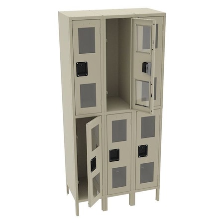 Tennsco CDL-121836-3 SAND Wardrobe Locker, 36 in W, 18 in D, 78 in H, (2) Tier, (3) Wide, Sand