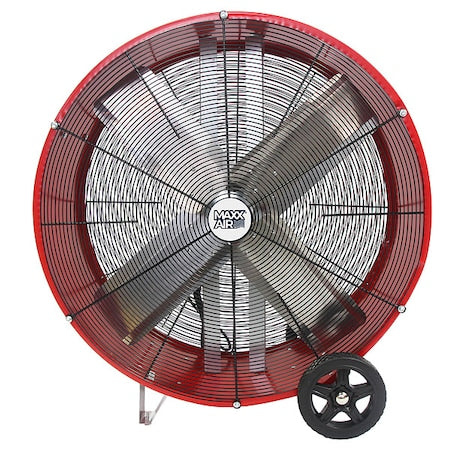 Maxx AIR BF36DD RED Barrel Air Circulator Fan, Mobile Mount, 36 in Blade Dia, 120V, 6,300/9,000 cfm, Non-Oscillating