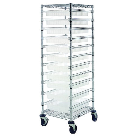 Quantum Storage Systems BC212469M2CL Bin Cart, 1,200 lb Load Capacity, 24 in Overall L, 69 in Overall H, 21 in Overall W