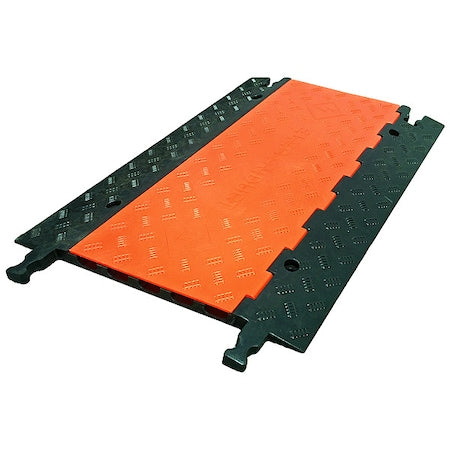 Electriduct CP-RPS-LP-527-O/B Cable Protector, 1 in H, 3 ft L, 27-1/2 in W, 5 Channel, Rubber/PVC, Black, Orange