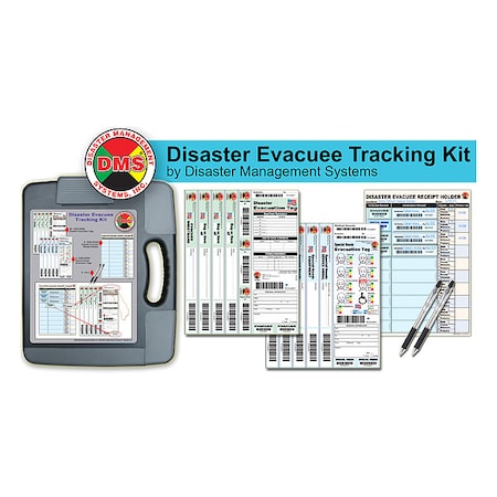 Disaster Management Systems DMS 06327 Disaster Evacuee Tracking Kit, Nylon, Plastic, Synthetic Paper, 14 1/2 in L, 11 4/5 in
