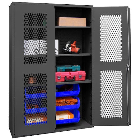 Durham MFG EMDC-482472-6B-3S-5295 Extra-Heavy Duty Bin Cabinet, 48 in W, 72 in H, 24