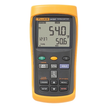 Fluke FLUKE-54-2 B/CWG Thermometer, LCD, 2.5 in, Thermocouple