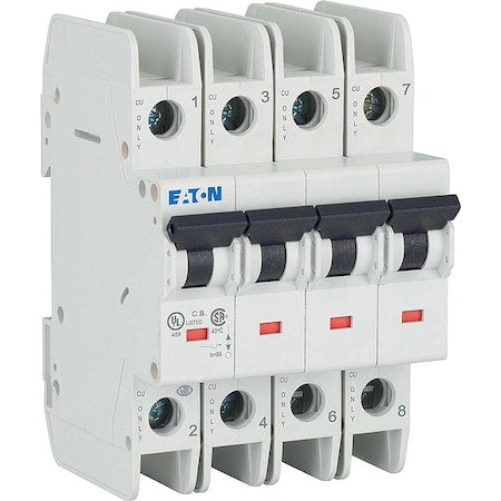 Eaton FAZ-C20/4-NA IEC Miniature Circuit Breaker, FAZ-NA Series, 20A, 4 Pole, 277/480V AC, 10kA at 277/480V AC