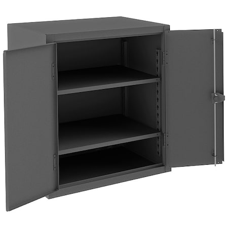 Durham MFG HDC-243636-2S95 Shelving Storage Cabinet, 36 in H, 36 in W, 24 in D, Swing, Padlock Hasp, Gray, 2 Shelves, 0
