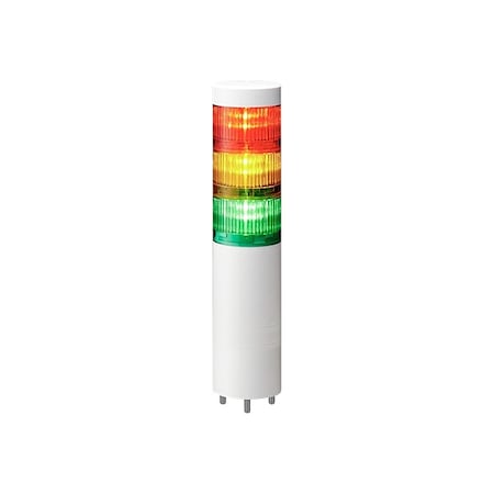 Patlite LR6-302WMNW-RYG+FB295 Tower Light Assembly, 24V DC, 60 mm Dia., 271 mm Height, LED, LR6+FB295 Series