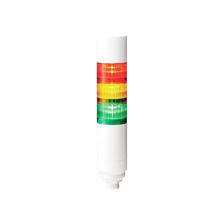 Patlite LR6-302WCBW-RYG+FB295 Tower Light Assembly, 24V DC, 60 mm Dia., 280 1/2 mm Height, LED, LR6+FB295 Series