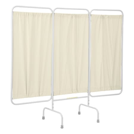 R&B Wire Products PSS-3/AML/C Three Panel Stationary Privacy Screen with Antimicrobial Beige Vinyl Panels