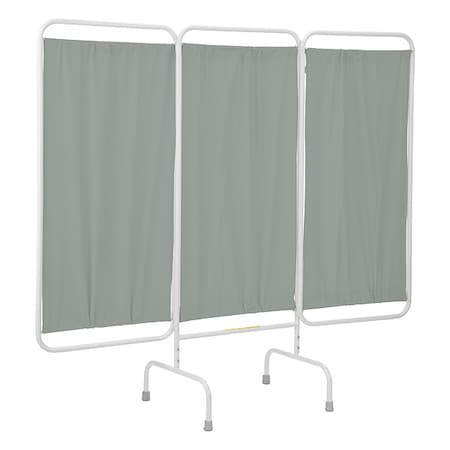 R&B Wire Products PSS-3/AML/GG Three Panel Stationary Privacy Screen with Antimicrobial Gray-Green Vinyl Panels