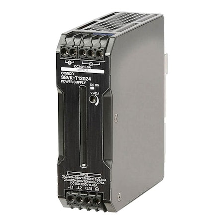 Omron S8VK-T12024 Switching Power Supply, 380/480V AC; 450/600V DC, 24V DC, 120 W, 5 A, DIN Rail