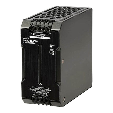 Omron S8VK-T24024 Switching Power Supply, 380/480V AC; 450/600V DC, 24V DC, 240 W, 10 A, DIN Rail