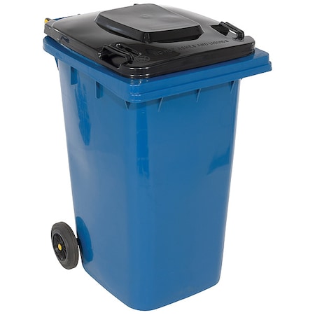Vestil TH-64-BLU TH Series 64 gal Rectangular Outdoor Can, Blue, Lift Up, HDPE, 23 1/2 in