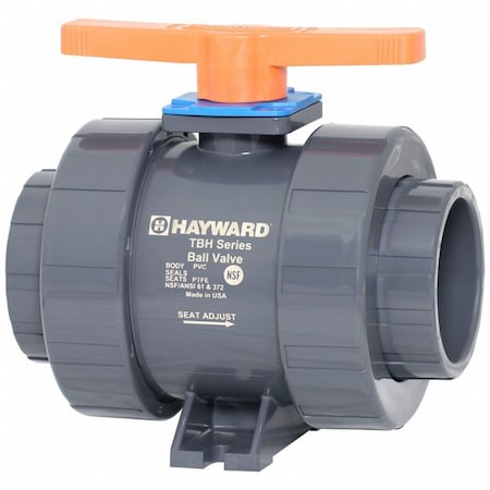Hayward Flow Control TBH1250A0SV0000 Manual 2-Way Ball Valve, True-Union, PVC